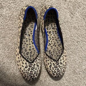 Rothy's Leopard Print Flats with Blue Trim